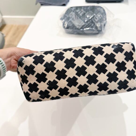 Spartina Cosmetic Makeup Bag 449 Accessory Canvas Multicolor Black Tan Carry On - Picture 5 of 12